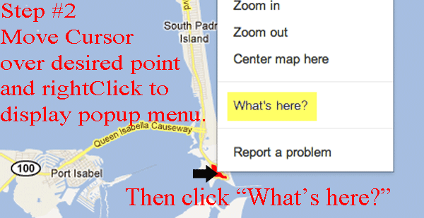 Step#2 Move Cursor over desired point and rightClick to display popup menu. Then click "What's here?" step2